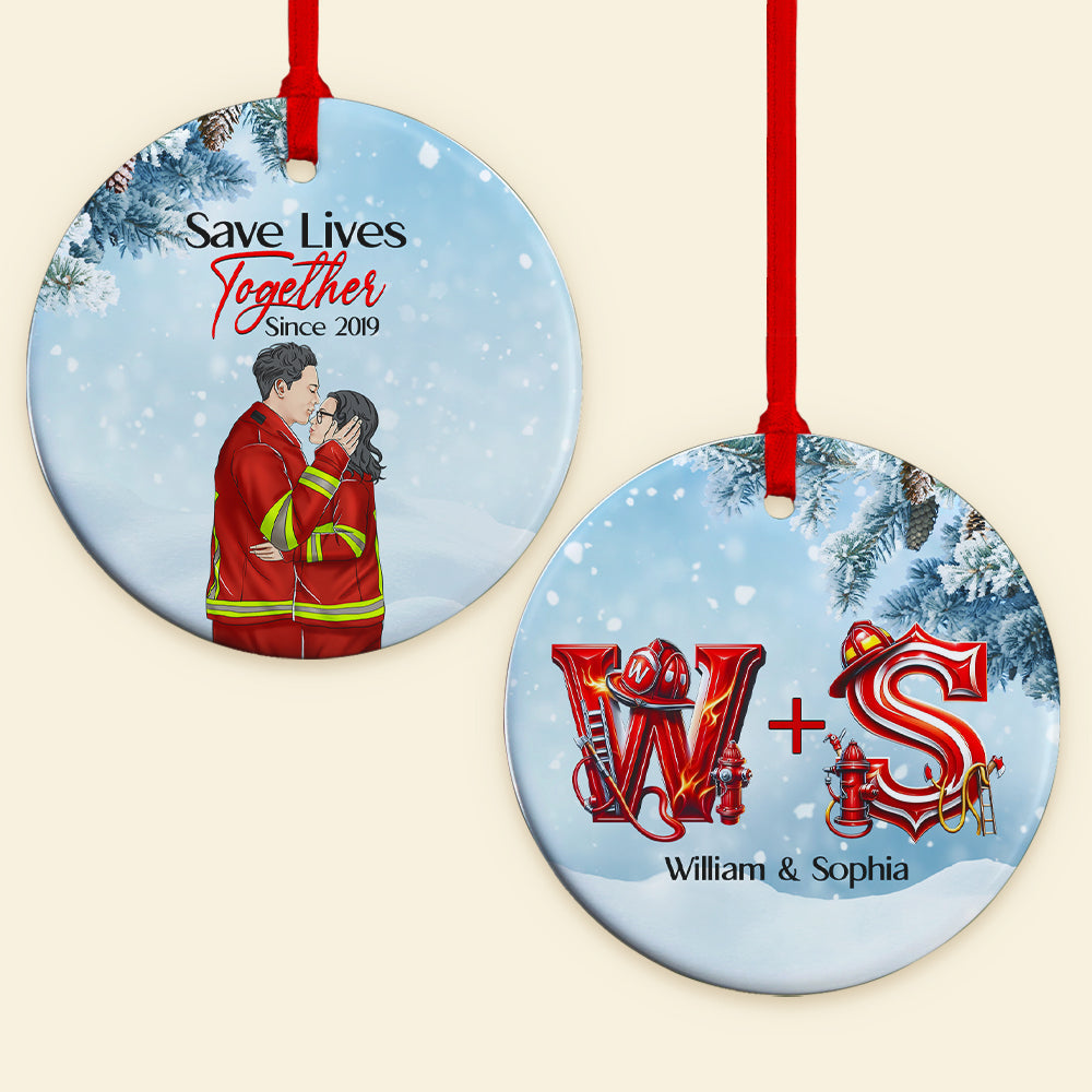 Personalized Firefighter Ornament for Couples – Valentine’s Day Gifts & Christmas Gift Ornament PopCulturePrints