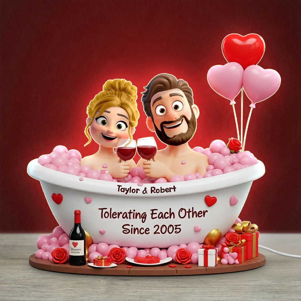 Tolerating Each Other Since 2005 - Funny Bathtub Couple Light Box - Personalized Gift for Couples Light Box PopCulturePrints