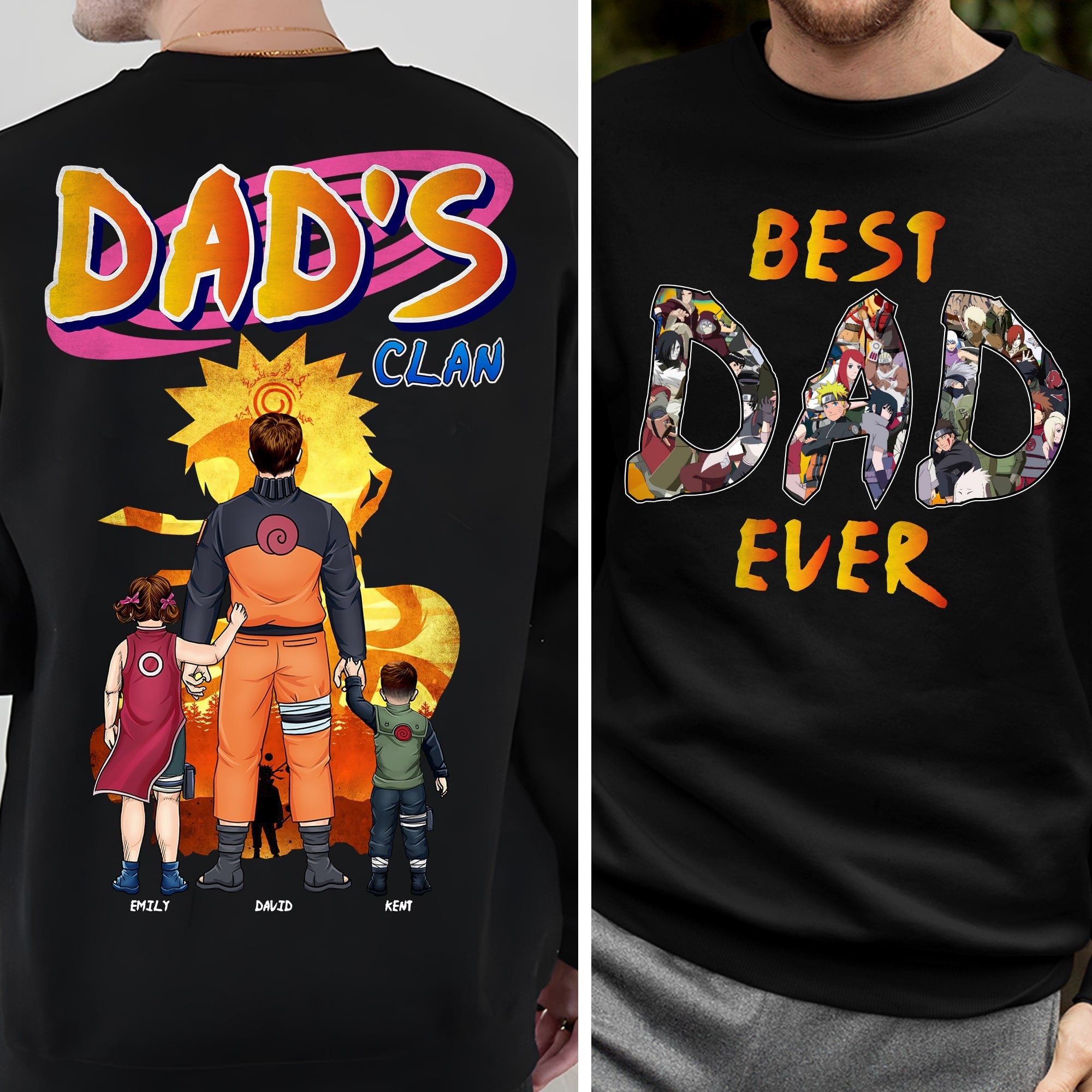 "Best Dad Ever - Personalized for Your Family" - Custom Holiday Shirt for Dads, Gifts for Fathers and Grandfathers Shirts PopCulturePrints
