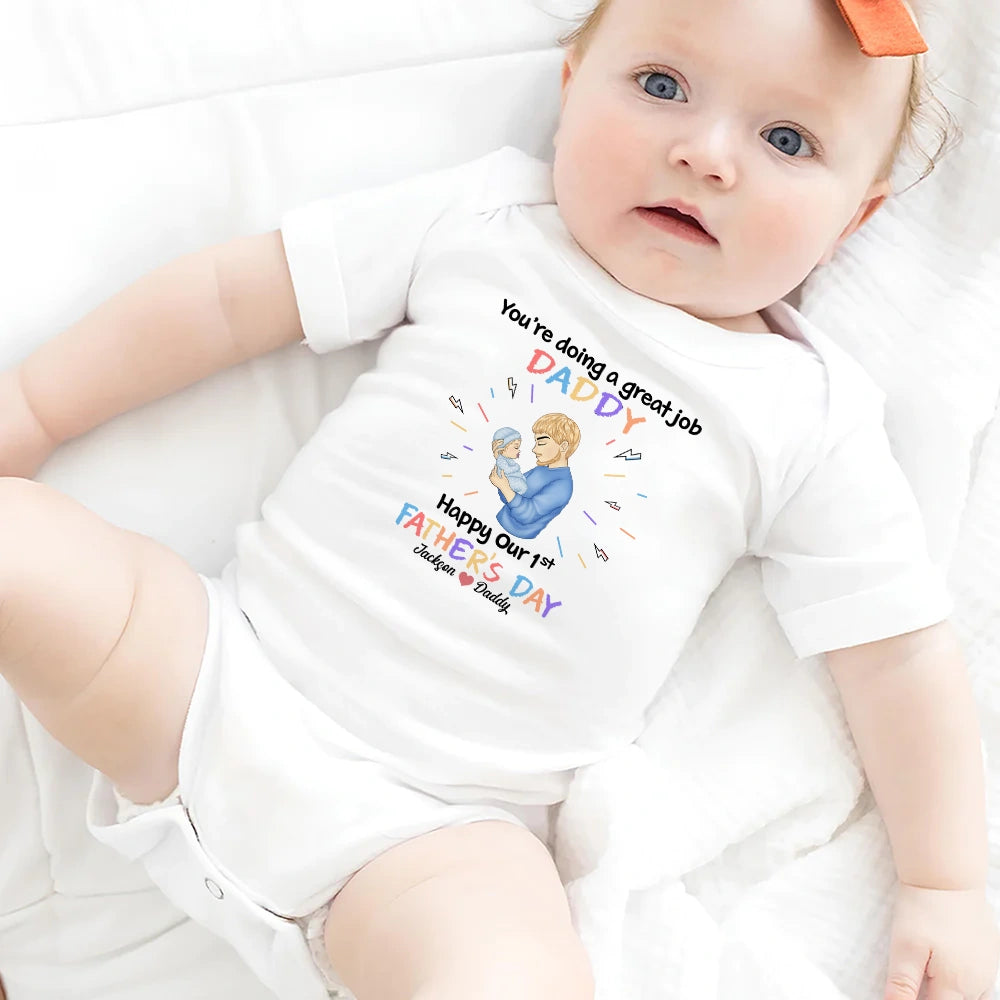 You're Doing A Great Job Daddy - Personalized Baby Onesie for Father's Day Baby Onesie PopCulturePrints