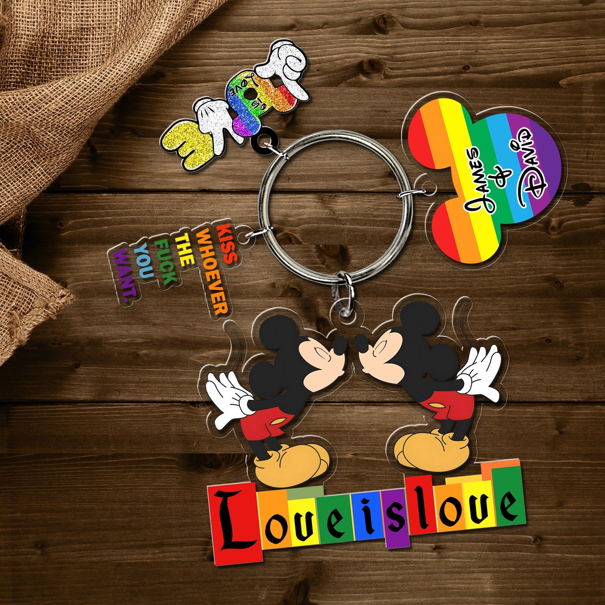 Personalized LGBT Keychain - Love Is Love | Valentine's Day Gifts Keychains PopCulturePrints