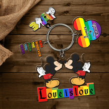 Load image into Gallery viewer, Personalized LGBT Keychain - Love Is Love | Valentine&#39;s Day Gifts Keychains PopCulturePrints
