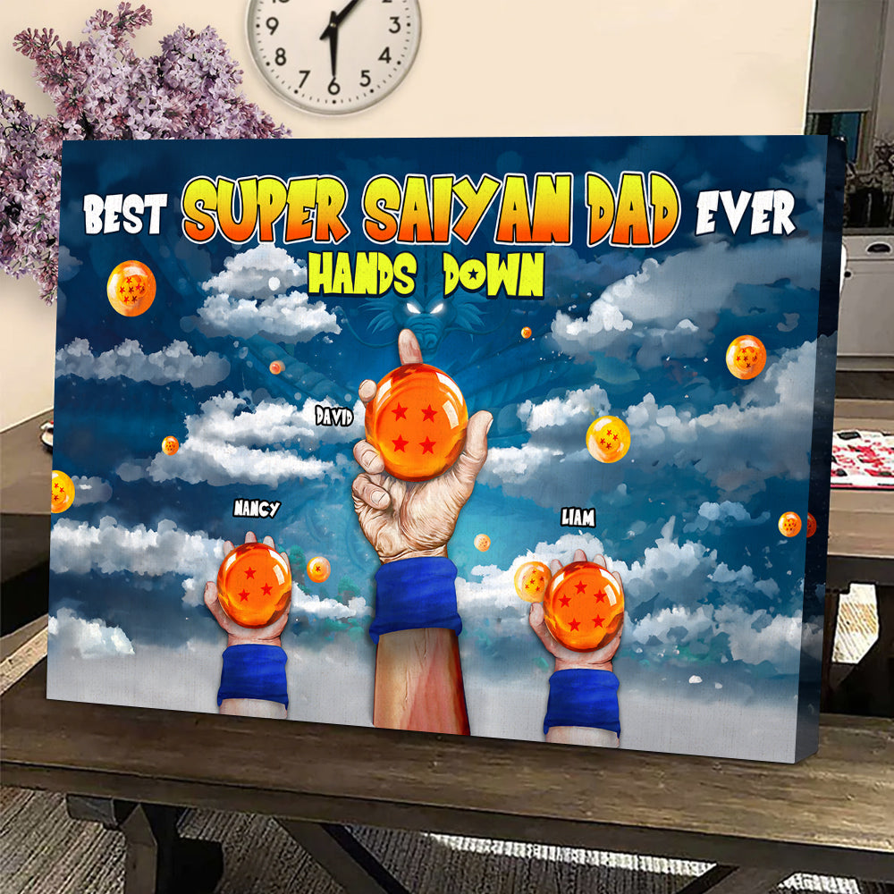 Personalized Super Saiyan Dad Canvas Print - Custom Gift for Father's Day Poster & Canvas PopCulturePrints