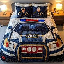 Load image into Gallery viewer, Personalized Police Car Quilt Bedding Set - Unique Gifts for Police Officers Blanket PopCulturePrints

