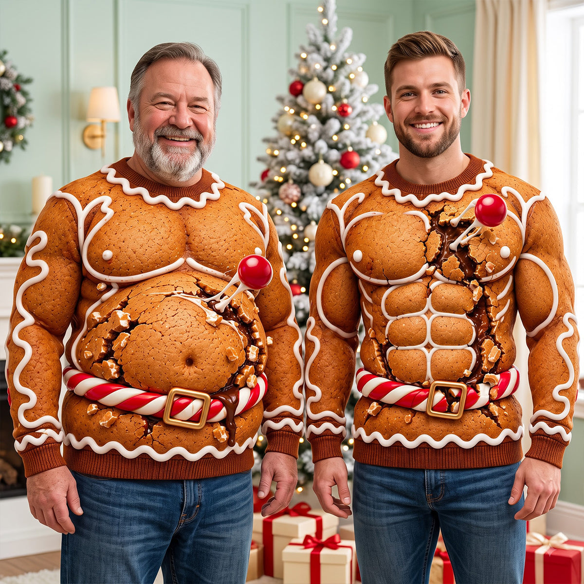 “Sweeten Your Holidays with a Festive Twist!” - Gingerbread Ugly Sweater, Personalized Gift for Christmas