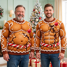Load image into Gallery viewer, “Sweeten Your Holidays with a Festive Twist!” - Gingerbread Ugly Sweater, Personalized Gift for Christmas
