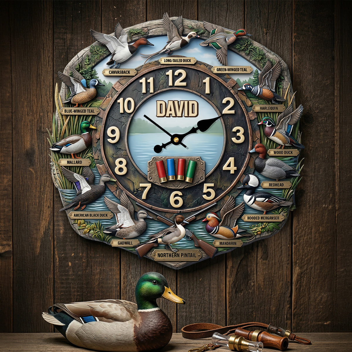 Personalized Duck Hunting Wall Clock - A Special Gift for Hunters Hanging Wall Clock PopCulturePrints
