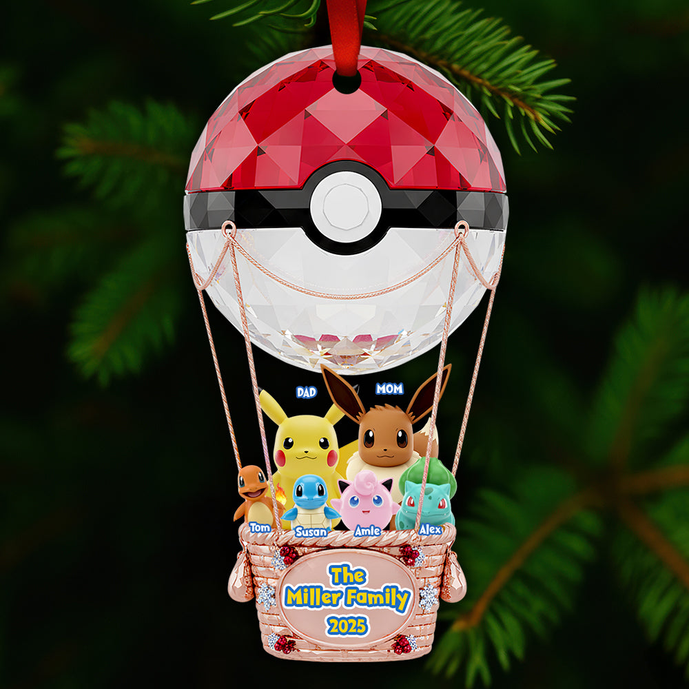 Elevate Your Family Christmas Spirit with Our Personalized Hot Air Balloon Ornament Ornament PopCulturePrints