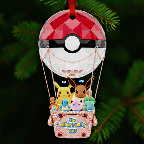 Elevate Your Family Christmas Spirit with Our Personalized Hot Air Balloon Ornament Ornament PopCulturePrints