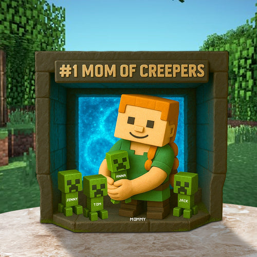 #1 Mom of Creepers - Personalized Minecraft Mom Plaque - Gift for Mom, Grandma, and Gamers Shaped Plaques PopCulturePrints