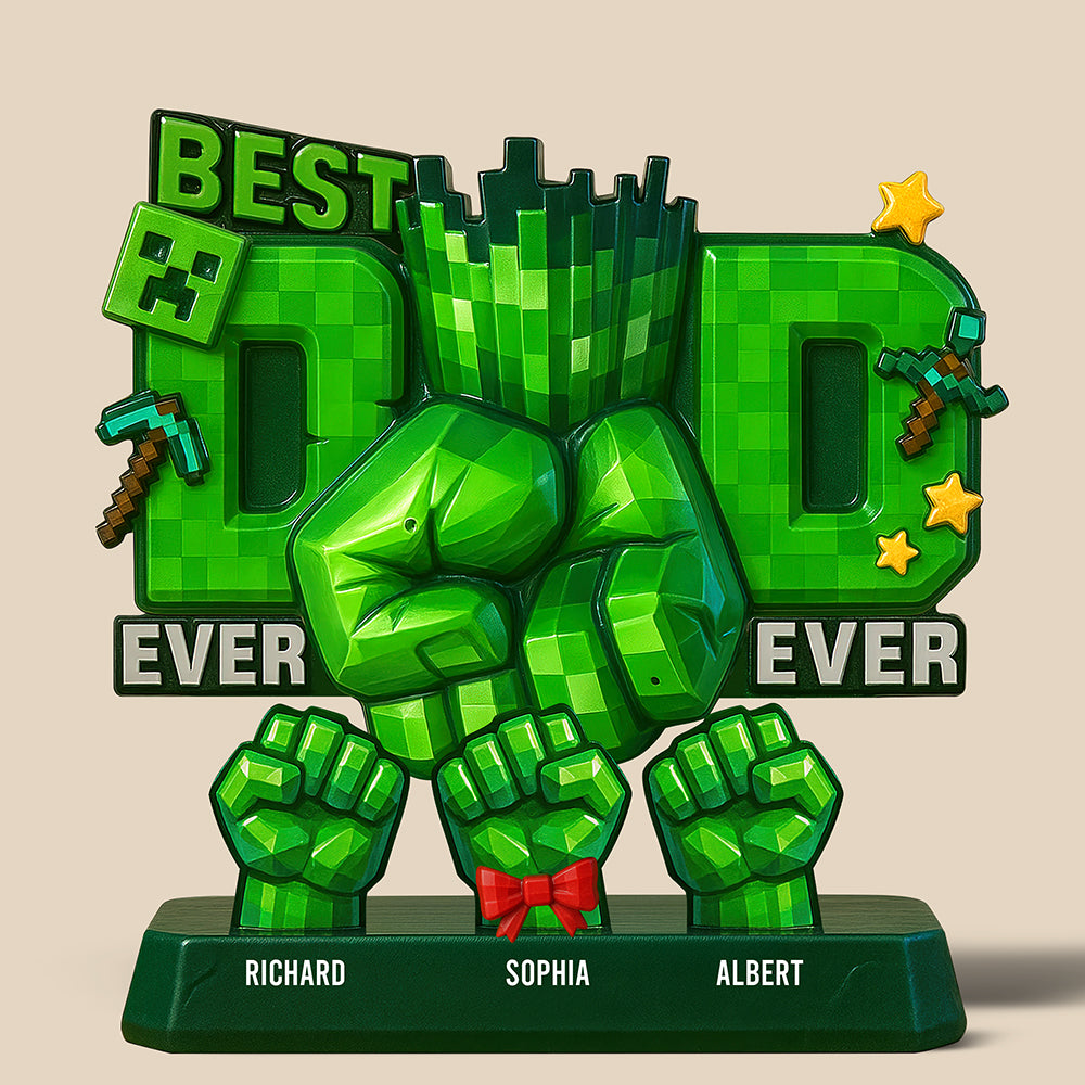 "Best Dad Ever" - Personalized Fist Bump Dad Acrylic Plaque - Unique Gift for Dad, Grandpa & Father Figures Shaped Plaques PopCulturePrints