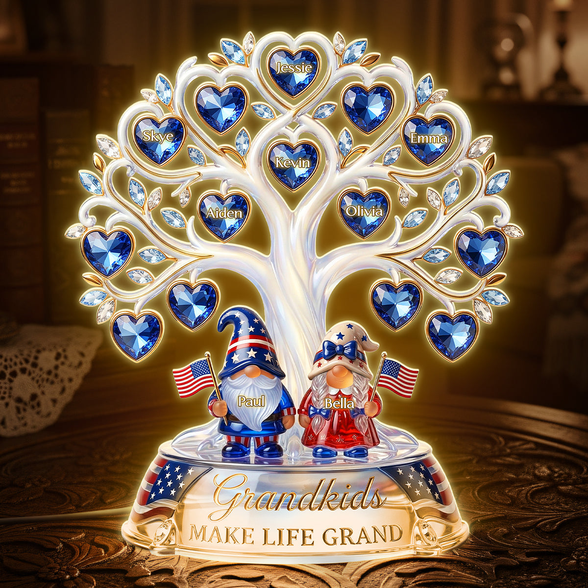 Make Life Grand with Our American Gnome Grandparent Light Box - Personalized Gifts for Grandparents Light Box PopCulturePrints