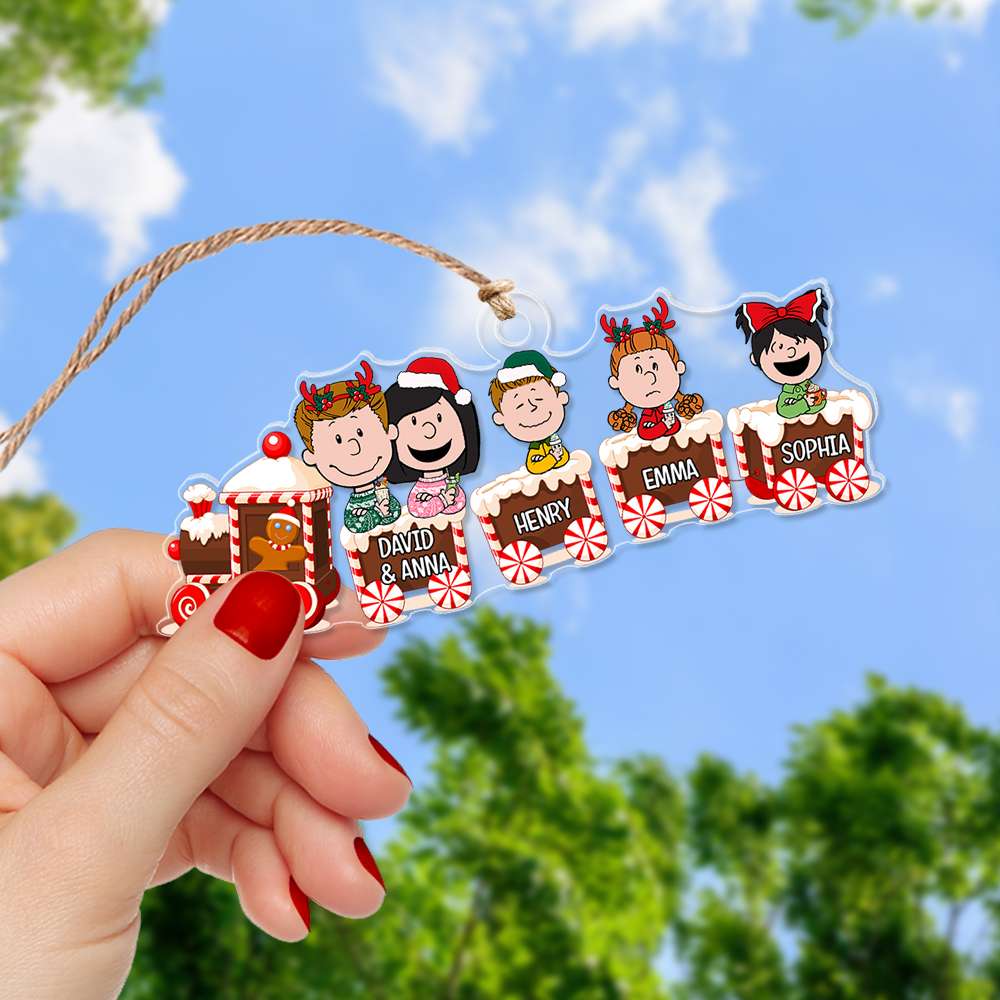 Personalized Family Train Christmas Ornament - Custom Acrylic Name Ornament