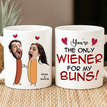 Load image into Gallery viewer, Personalized Couple Coffee Mug - You&#39;re The Only Wiener For My Buns Coffee Mug PopCulturePrints

