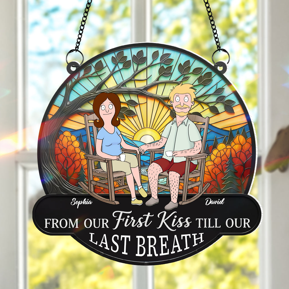 From Our First Kiss Till Our Last Breath - Funny Cartoon Couple Personalized Christmas Gifts for Couples Ornament PopCulturePrints