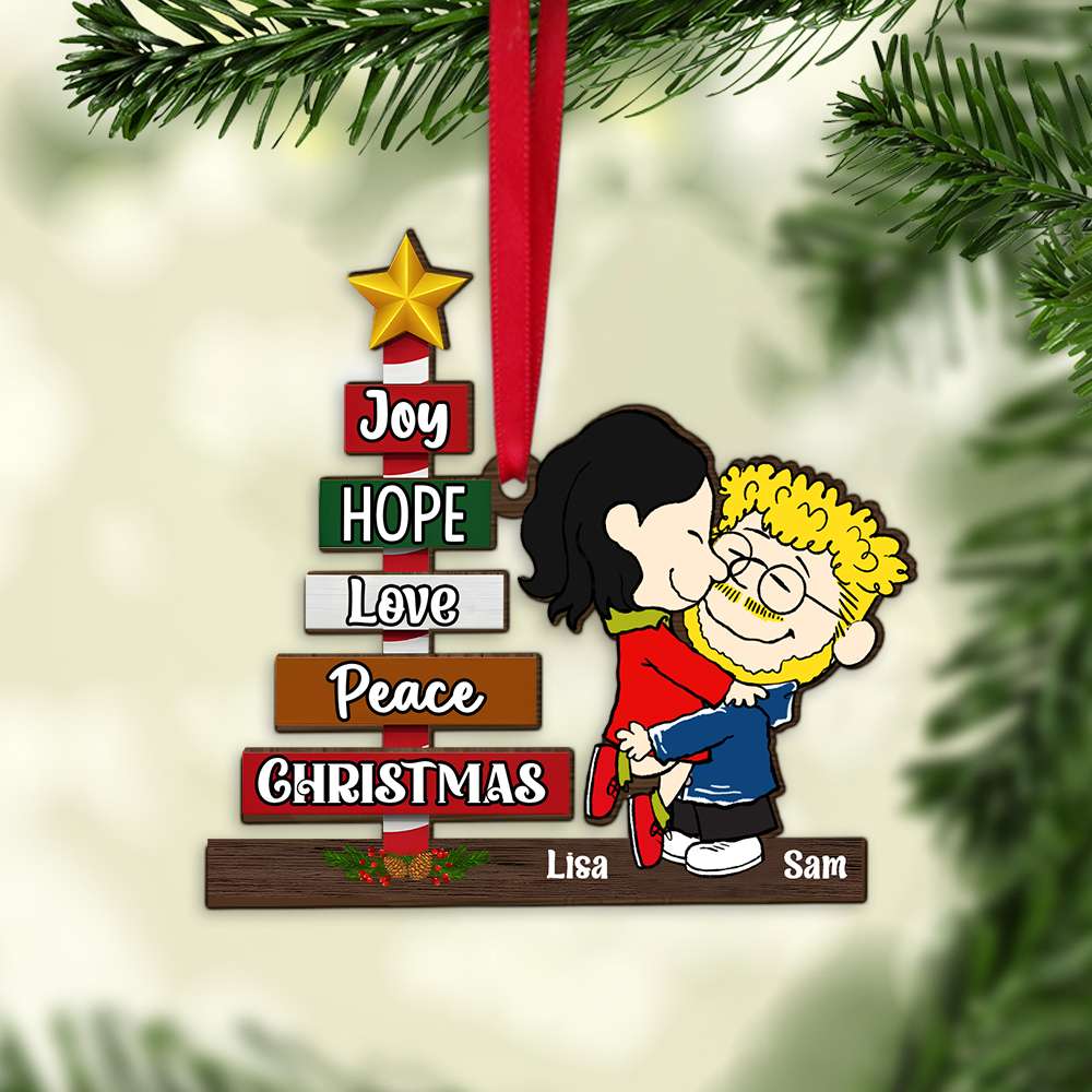 Personalized Couple Christmas Ornament - Joy, Hope, Love, Peace