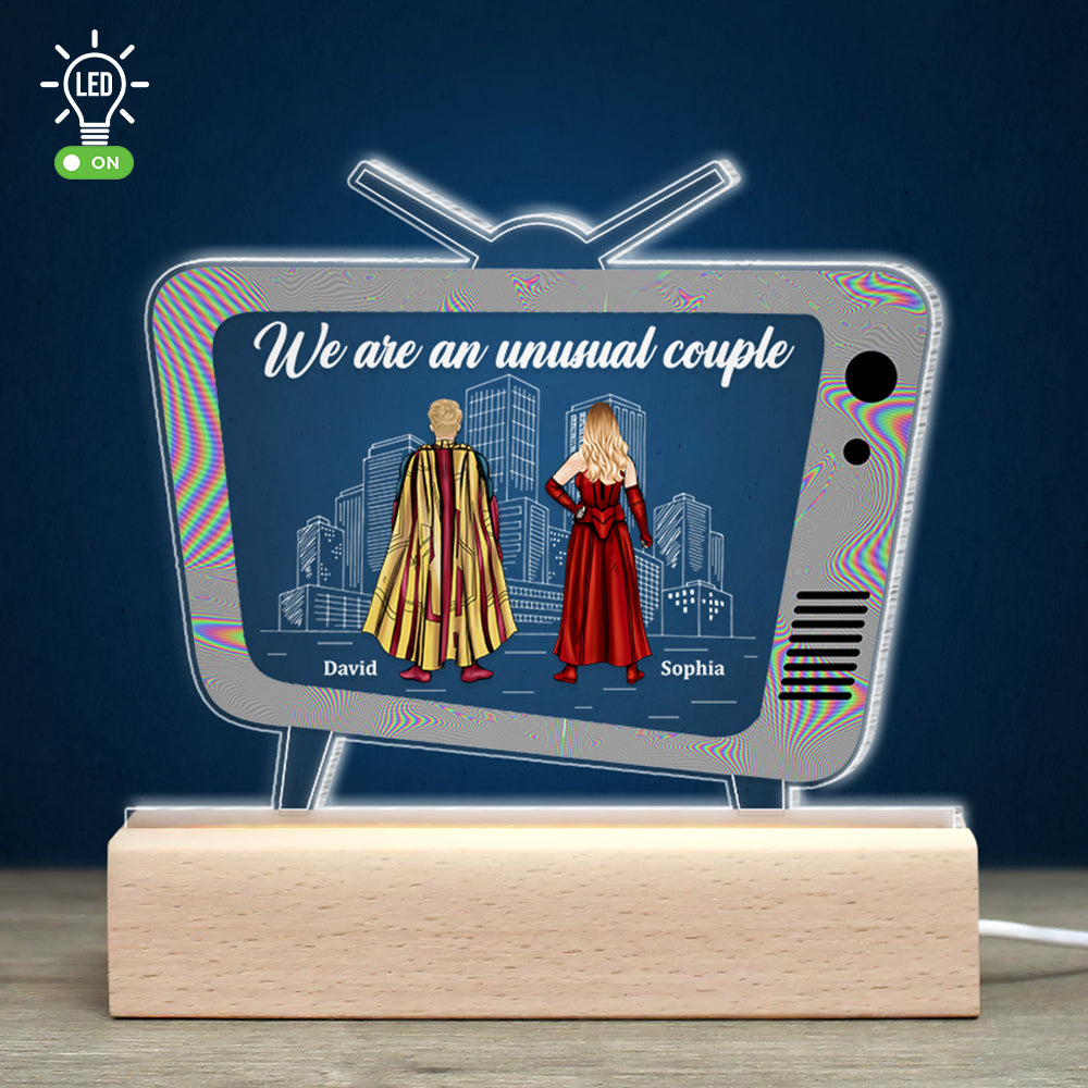 Custom 3D LED Light - Unusual Couple with Wooden Base | Valentine's Day Gifts Led Night Light PopCulturePrints