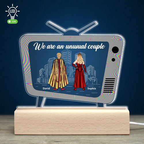 Custom 3D LED Light - Unusual Couple with Wooden Base | Valentine's Day Gifts Led Night Light PopCulturePrints