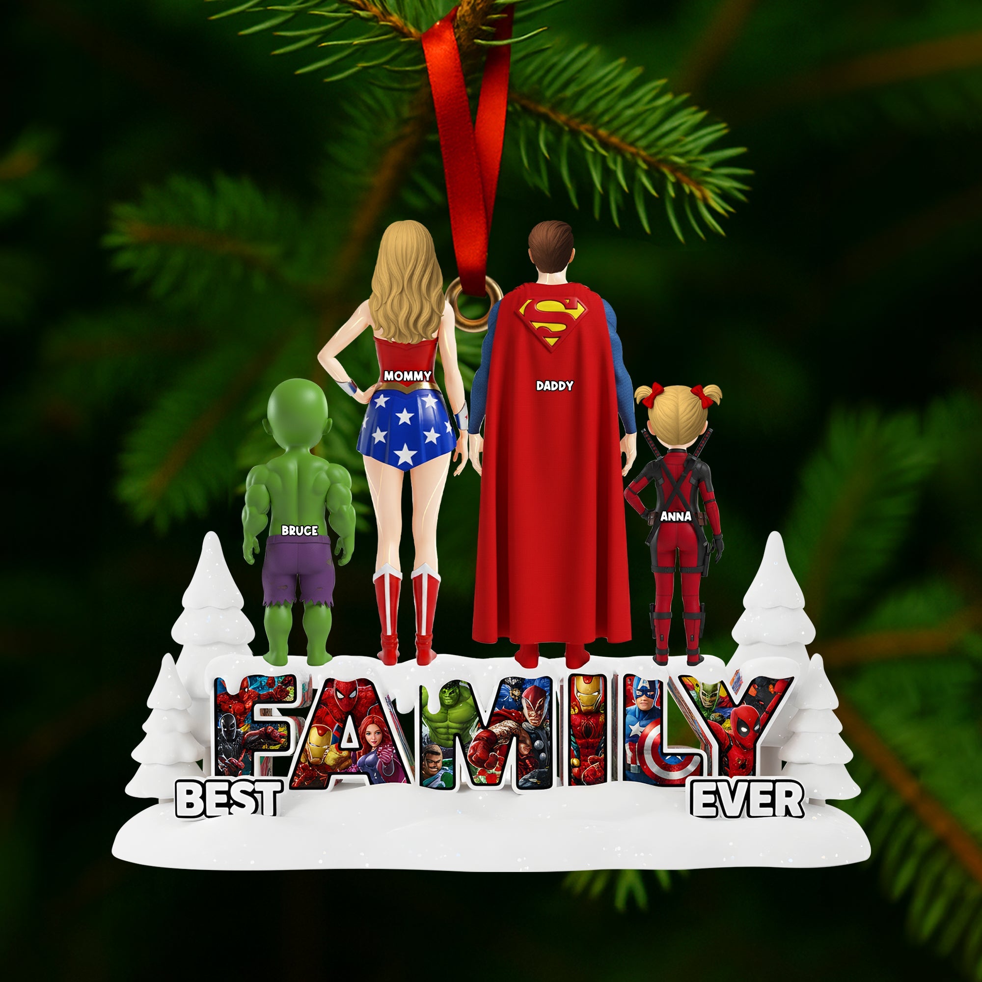 Best Family Ever Ornament - Personalized Family Gift for Loved Ones Ornament PopCulturePrints