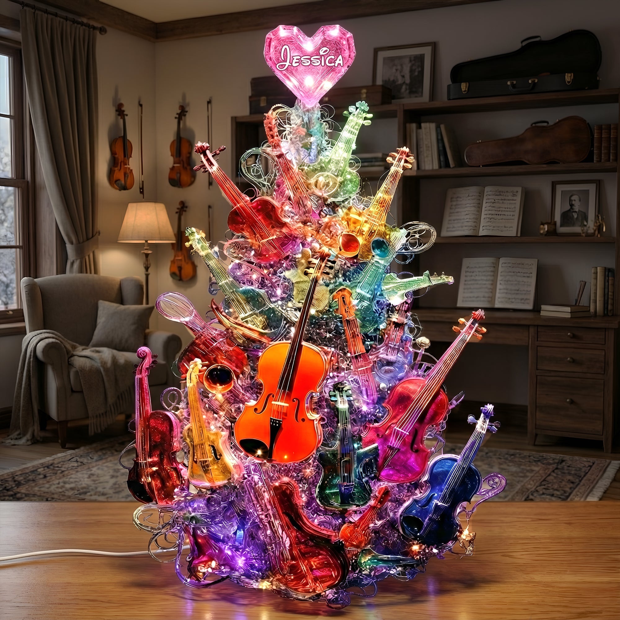 Sparkle Violin Pile Light Box - The Perfect Personalized Gift for Violinists & Music Lovers Light Box PopCulturePrints