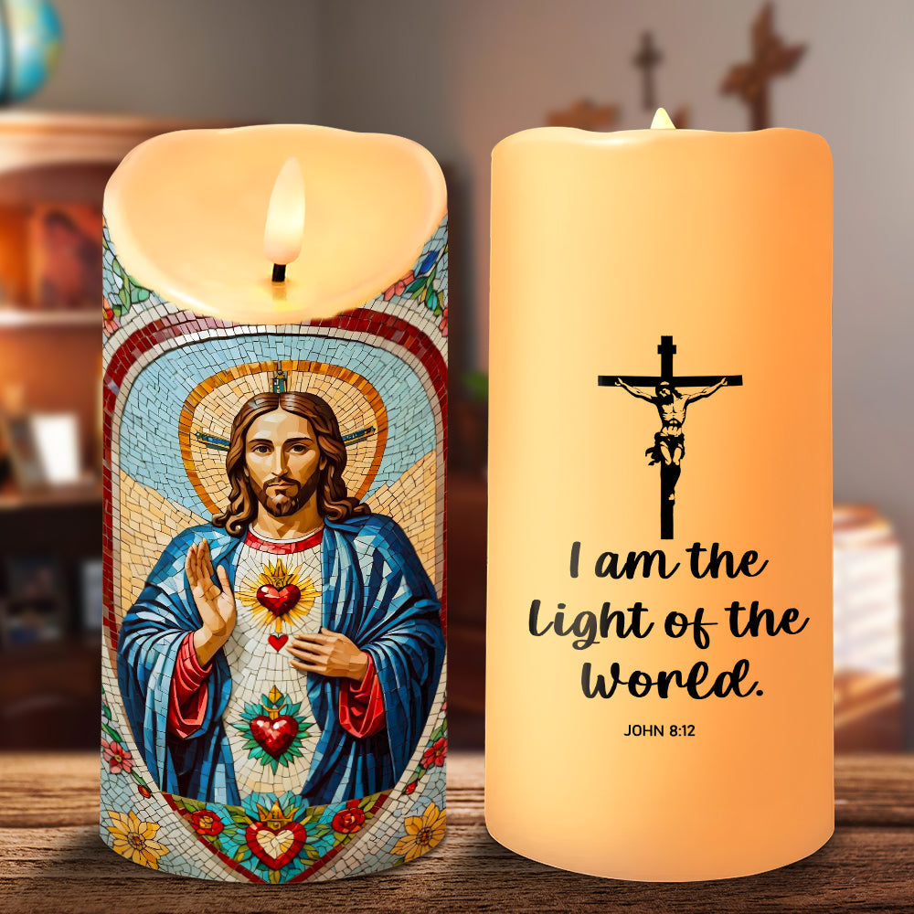 Illuminate Your Faith: Light Of The World LED Candle - Personalized Gift for God Lovers Led Candle PopCulturePrints