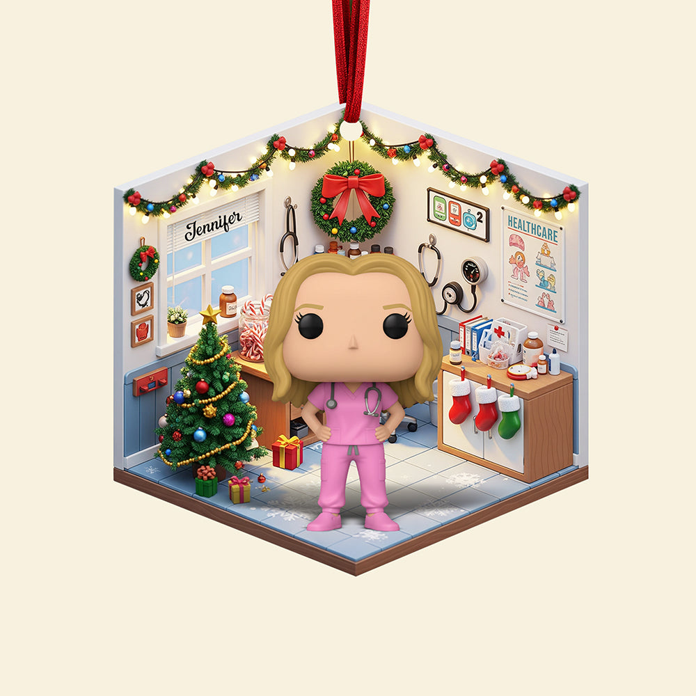 Personalized Cute Nurse Christmas Ornament - Custom Photo Gift for Nurses Ornament PopCulturePrints