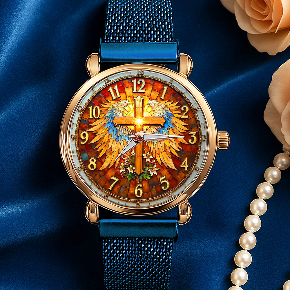 “Blessings from Above” - Personalized Jesus Blessing Mesh Strap Quartz Watch - Perfect Gift for Jesus Lovers, Faithful Friends & Family Quartz Watch PopCulturePrints