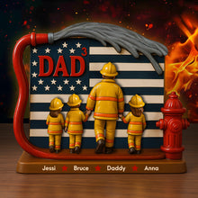 Load image into Gallery viewer, &quot;Making Dad Proud - Personalized Firefighter Dad Acrylic Plaque - A Unique Gift for Dads and Grandpas&quot; Shaped Plaques PopCulturePrints
