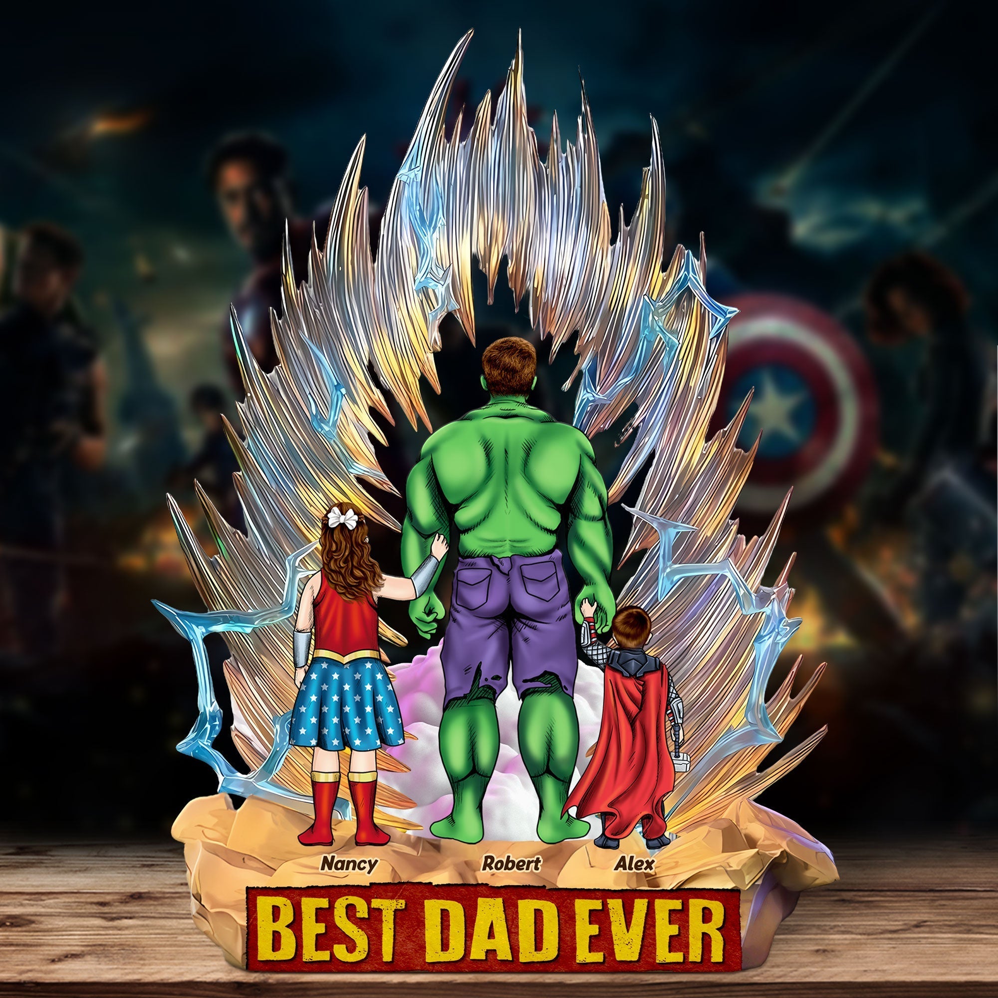 "Best Dad Ever" - Super Dad Acrylic Plaque - Personalized Gift for Dads, Grandpas, and Stepdads Shaped Plaques PopCulturePrints