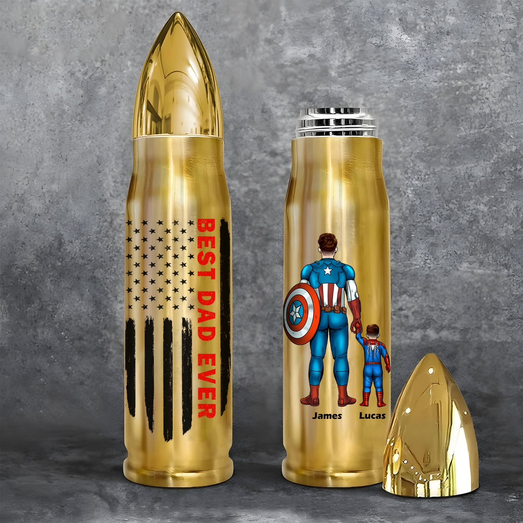 Customizable Bullet Tumbler Gift for Dad - Best Dad Ever Theme