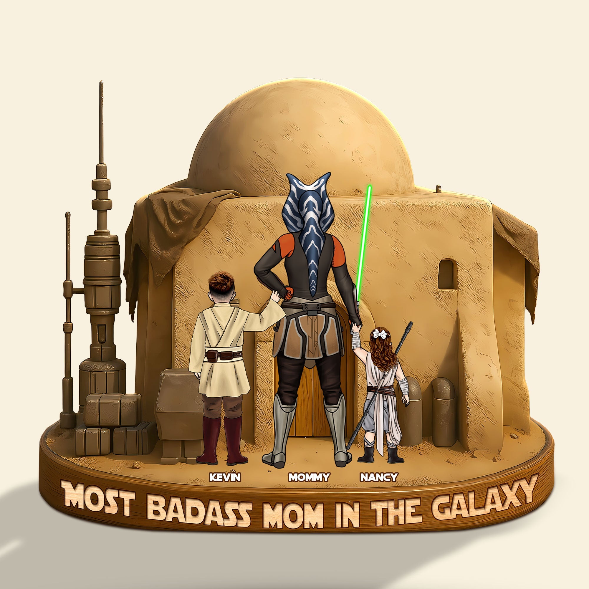 Most Badass Mom In The Galaxy - Personalized Gift Plaque for Mom Shaped Plaques PopCulturePrints