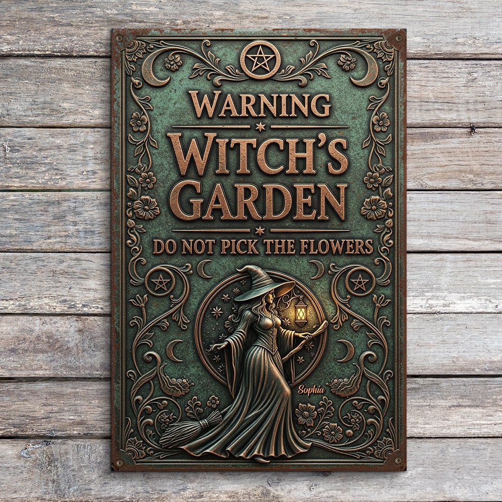 Witch's Garden Personalized Funny Metal Sign - A Unique Gift for Witch Lovers Metal Signs PopCulturePrints