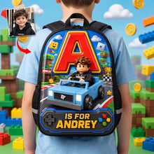 Load image into Gallery viewer, Racing To Back To School Day School Bag - Personalized Custom Photo Gift for Kids
