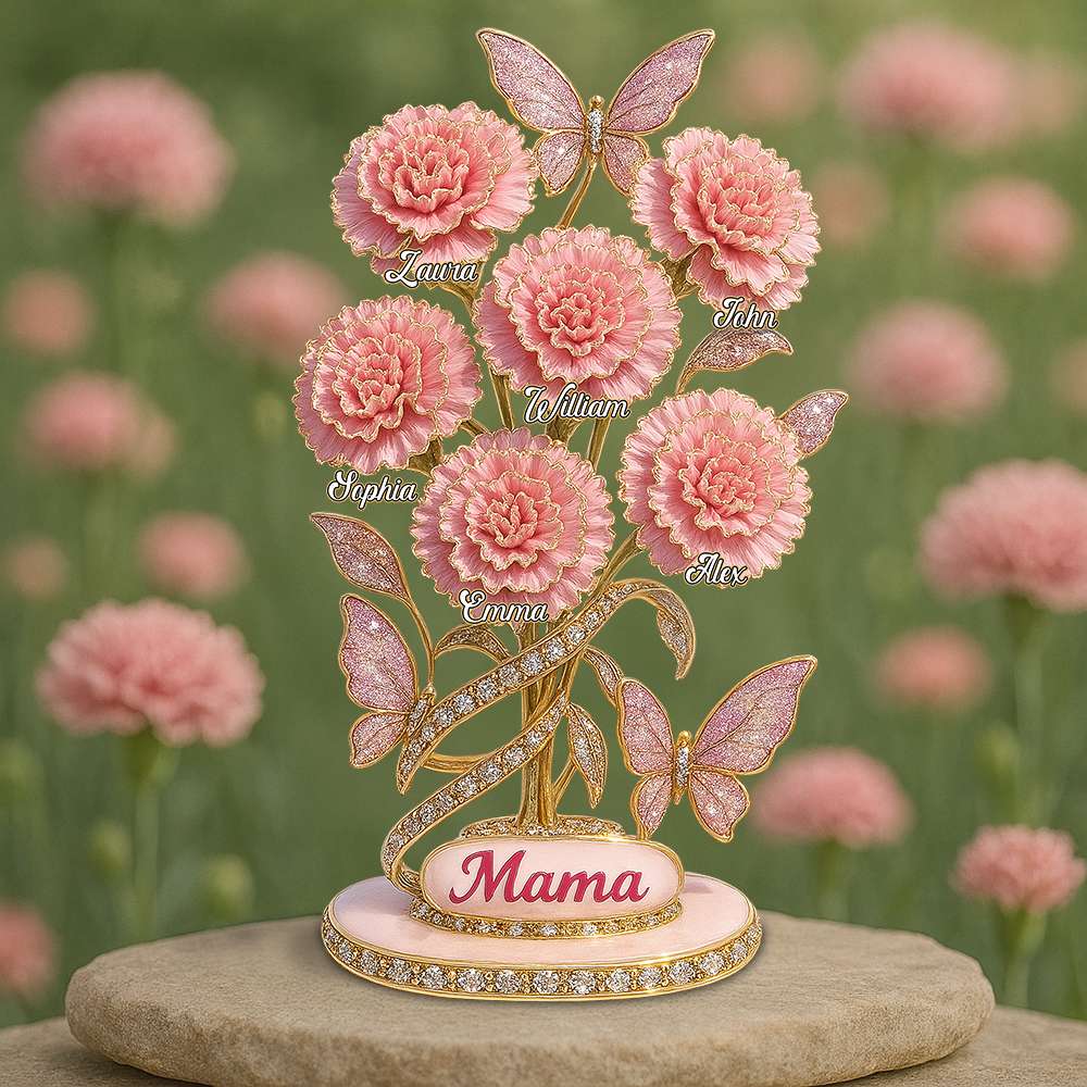 “A Mother's Love Blossoms Forever” - Personalized Carnation Flower Plaque - Gift for Mom, Grandma, and Loved Ones Shaped Plaques PopCulturePrints