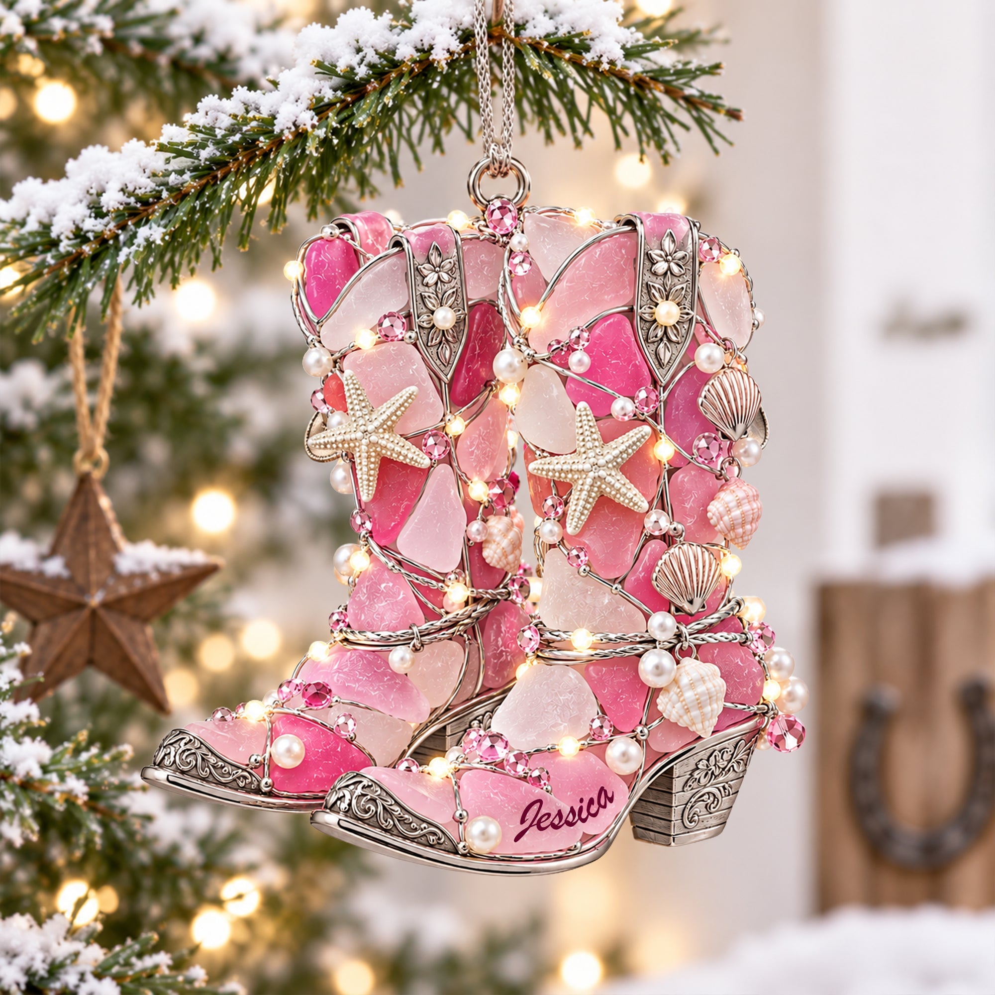 “Celebrate Your Inner Cowboy or Cowgirl” – Cowboy Boot Sea Glass Christmas Ornament, Personalized Gifts for Everyone