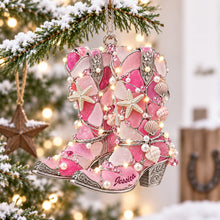 Load image into Gallery viewer, “Celebrate Your Inner Cowboy or Cowgirl” – Cowboy Boot Sea Glass Christmas Ornament, Personalized Gifts for Everyone
