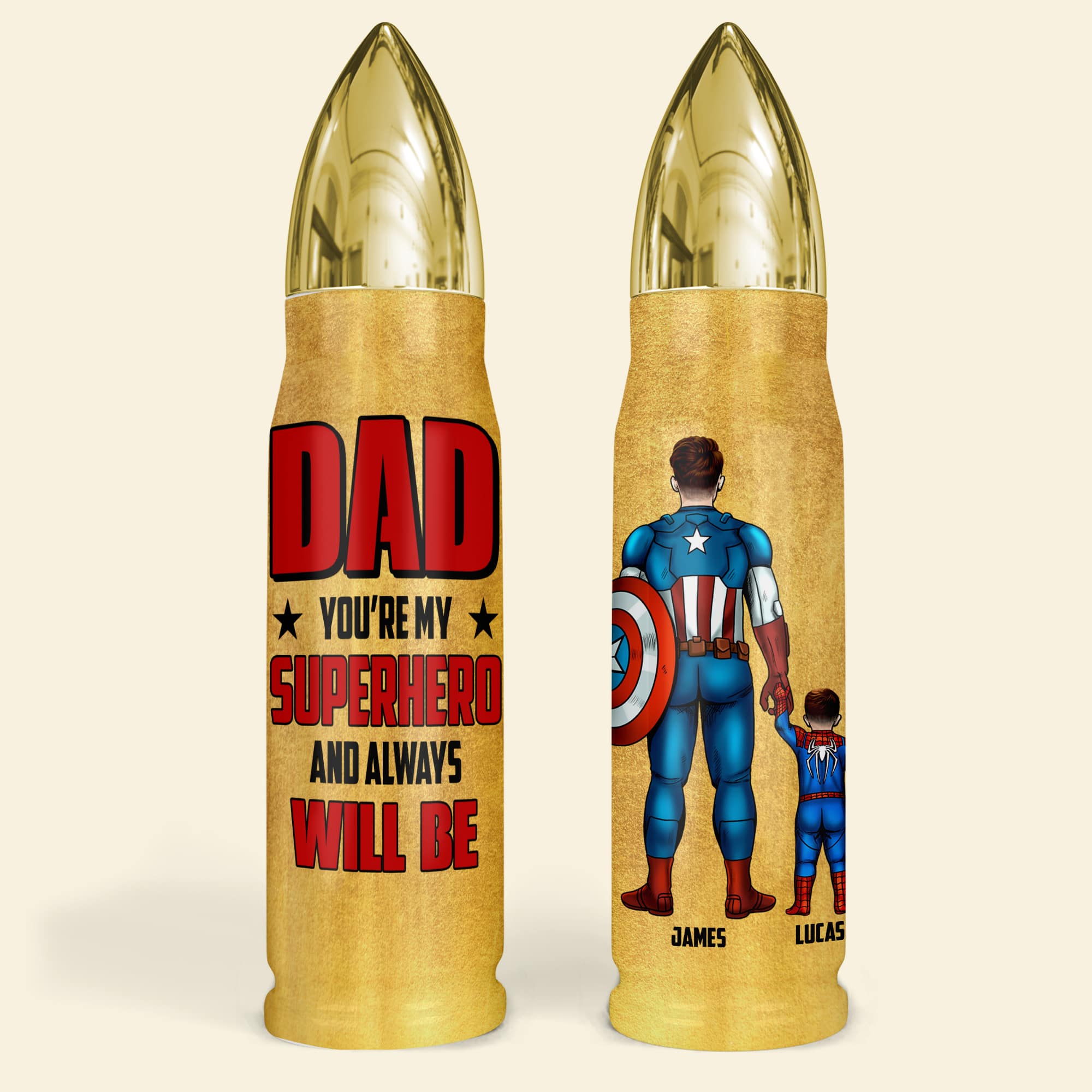 Personalized Superhero Bullet Tumbler for Dad - Father's Day Gift