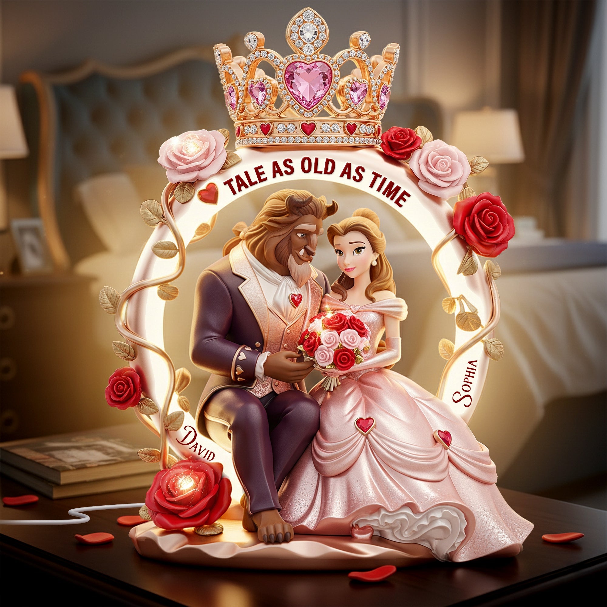 "Tale as Old as Time" - Personalized Romantic Couple Acrylic Light Box - Gift for Couples and Lovers Light Box PopCulturePrints