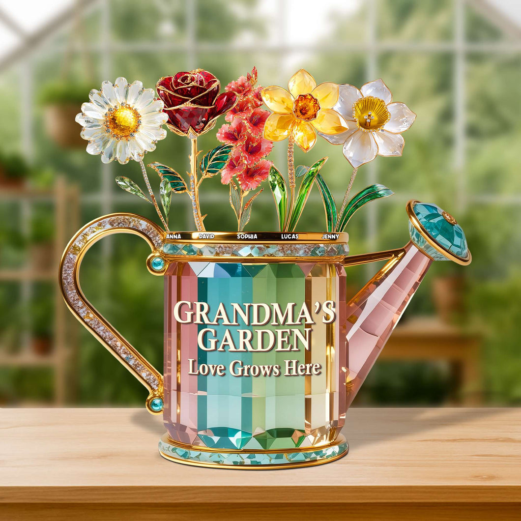 Grandma's Garden Acrylic Plaque - Personalize with Birth Month Flowers Shaped Plaques PopCulturePrints