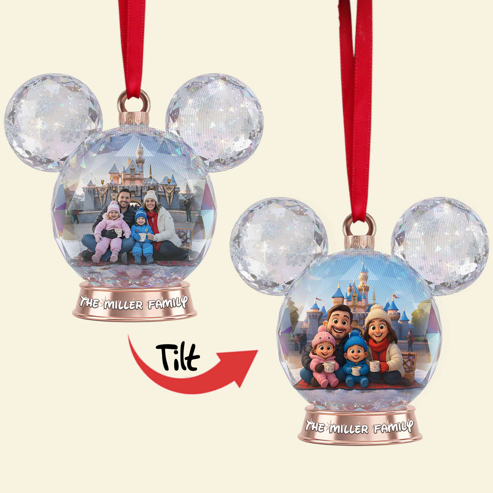 Create Magical Memories with Personalized Sparkle Globe Christmas Ornament - Custom Photo Gift for Family & Friends Ornament PopCulturePrints