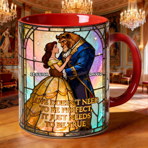 Love Doesn't Need to Be Perfect - Romantic Fairytale Couple Coffee Mug | Personalized Gift for Couples Coffee Mug PopCulturePrints