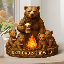 Load image into Gallery viewer, &quot;Best Dad In The Wild&quot; - Personalized Dad Bear Plaque - Unique Gift for Dad, Grandpa, and Father&#39;s Day Shaped Plaques PopCulturePrints
