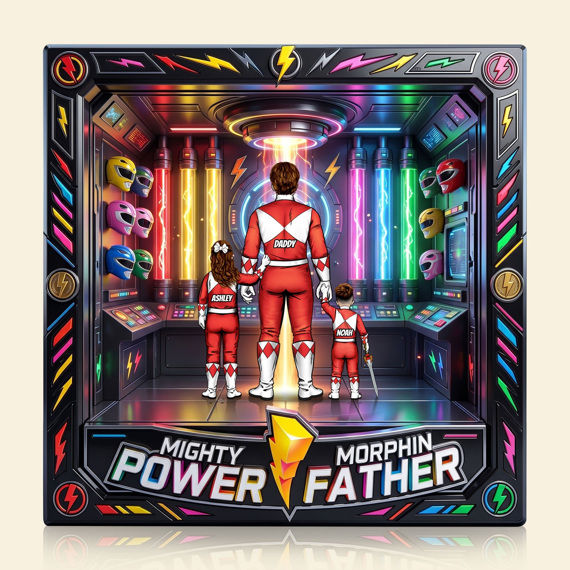 Mighty Power Father - Personalized Acrylic Plaque for Dad | Custom Gift for Father's Day, Grandpa, and More Shaped Plaques PopCulturePrints