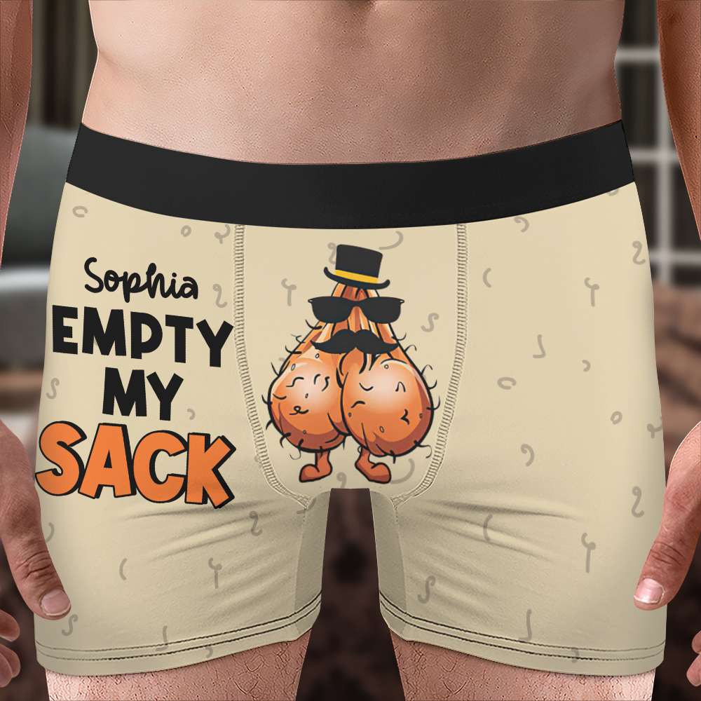 Customizable Funny Boxer Shorts - 'Empty My Sack' Boxer Briefs PopCulturePrints