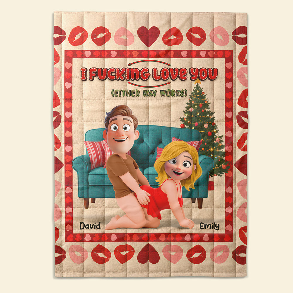 I F*CKING LOVE YOU - Personalized Naughty Couple Blanket Blanket PopCulturePrints
