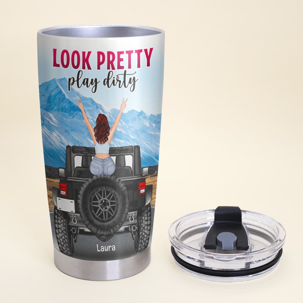 Personalized Jeep Adventure Tumbler - Look Pretty Play Dirty