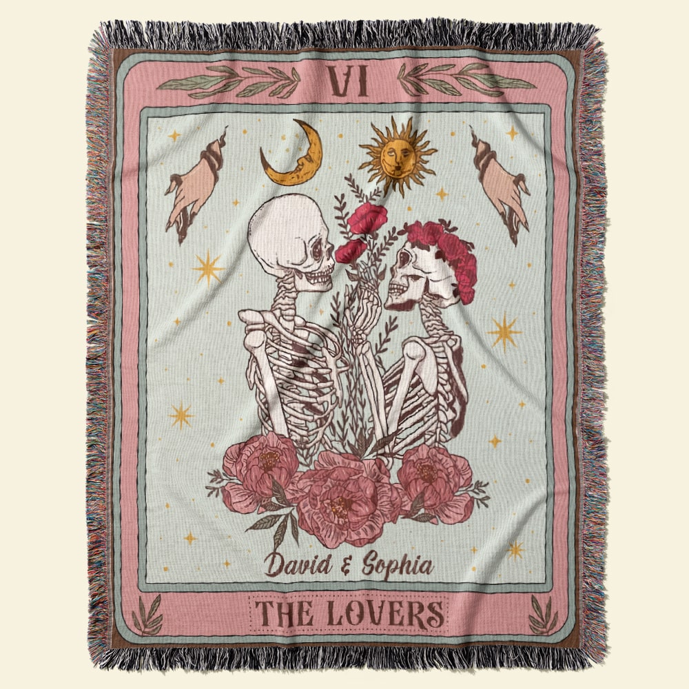 The Lovers Custom Woven Blanket - Personalized Skull Couple Gift