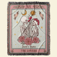 Load image into Gallery viewer, The Lovers Custom Woven Blanket - Personalized Skull Couple Gift
