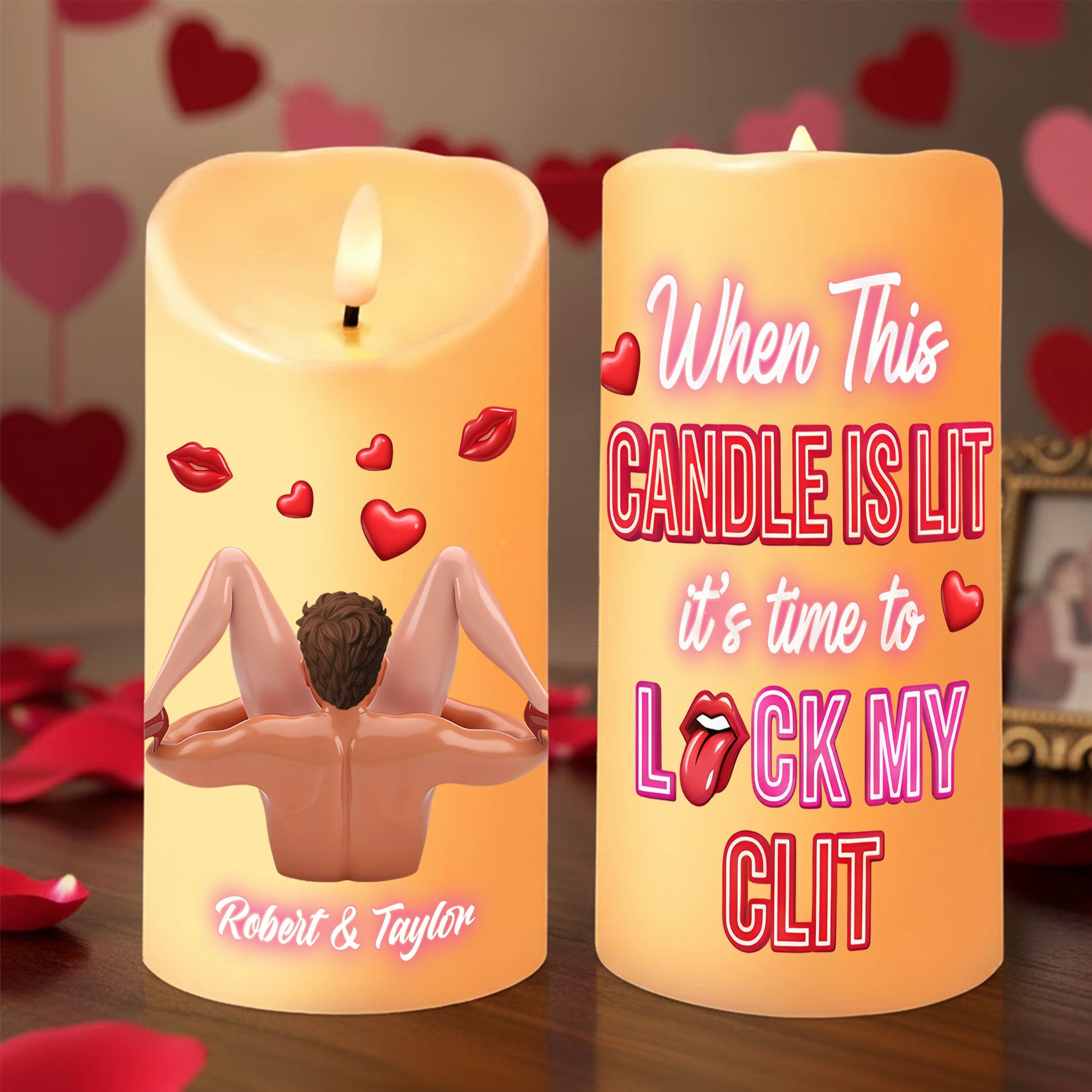 Spark Romance with Our Naughty Couple LED Candle - Personalized Gifts for Couples Led Candle PopCulturePrints