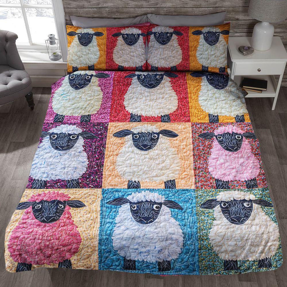 Custom Sheep Lover's Quilt Bed Set - Cozy Animal Theme Bedding Blanket PopCulturePrints